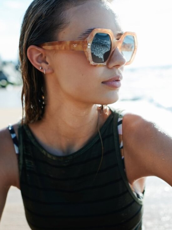 NWT Free People x I-Sea Joni Sunglasses in Honey Tort / Green Polarized